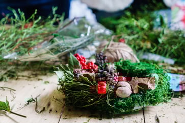 Making a holiday wreath from scratch