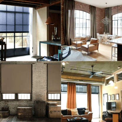 Collage of industrial window treatments