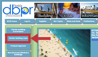 Screenshot of Florida building code website