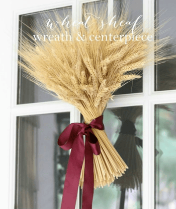 DIY whie sheaf window centerpiece