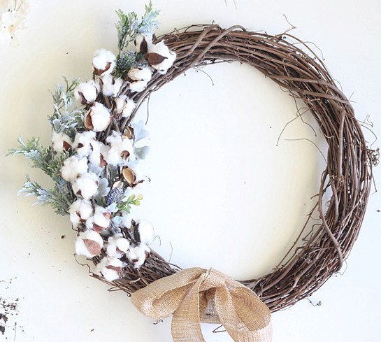 Rustic cotton wreath