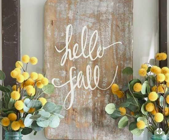 Hello Fall mantle decor with yellow florals